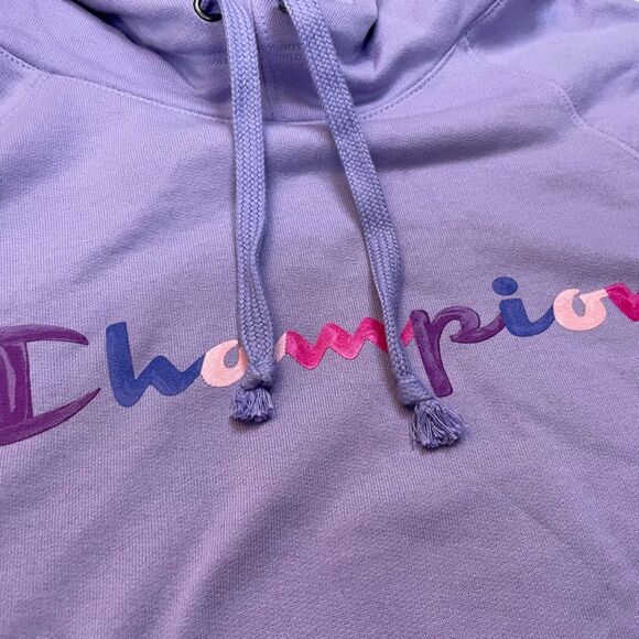 Champion Fleece Pullover Hoodie Women Plus Size 1X Purple Script Logo NWT - Picture 2 of 6